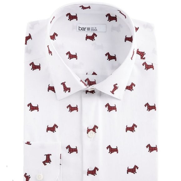 Bar III Other - SOLD Men's Shirt Slim-Fit Stretch Scottie Print Dress Shirt Large NEW